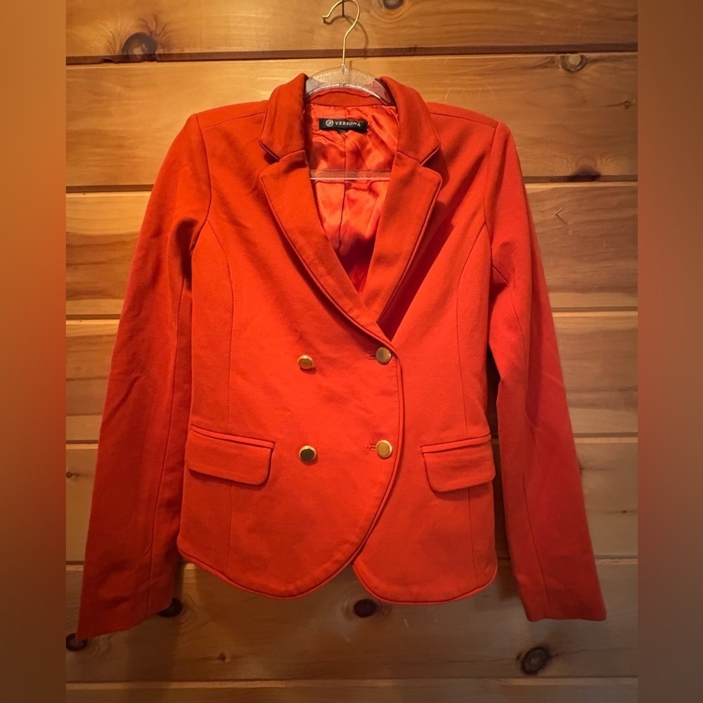 Versona burnt orange jacket with gold buttons. Missing size tag.